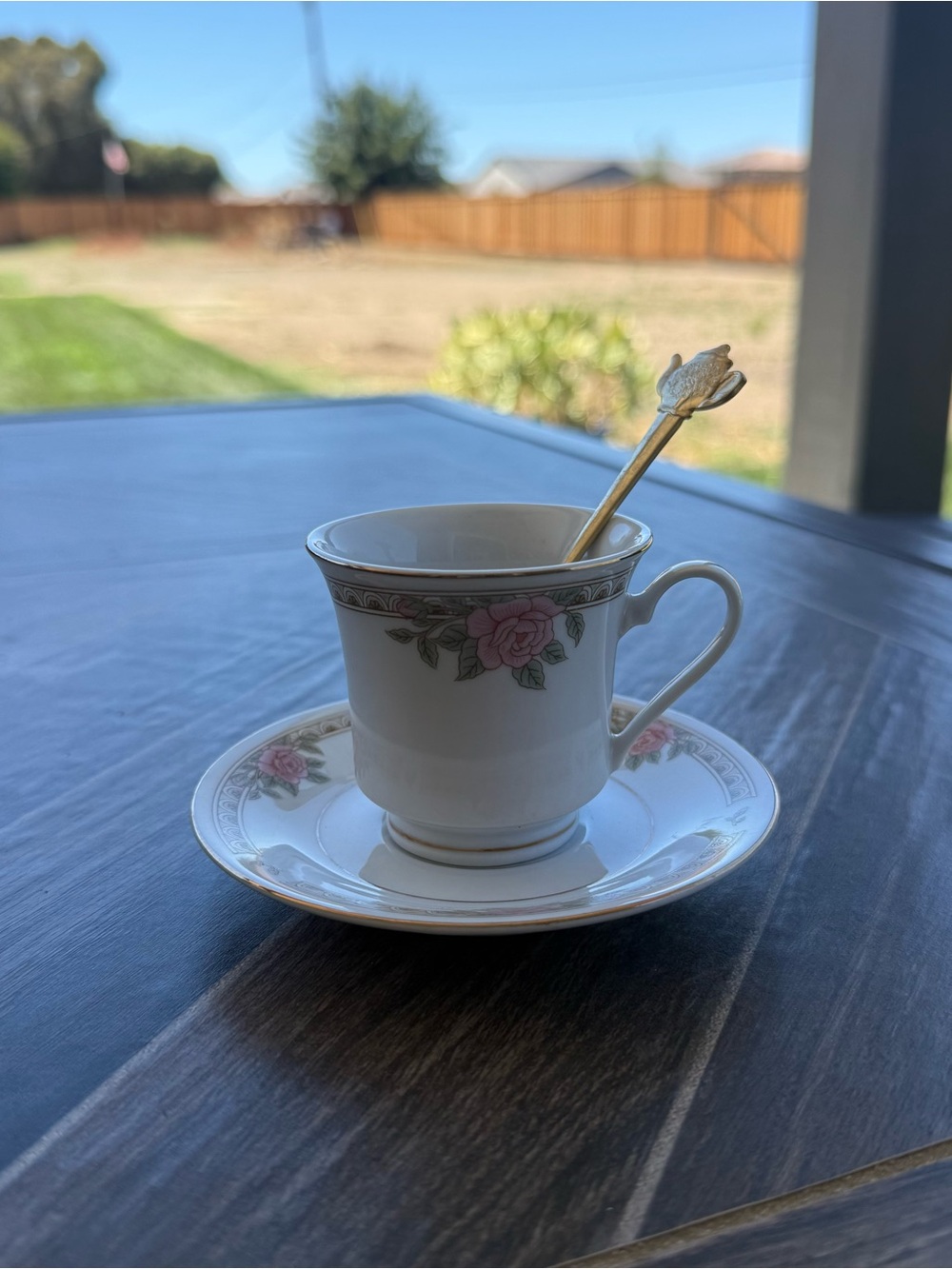 China tea cup, saucer, and spoon
